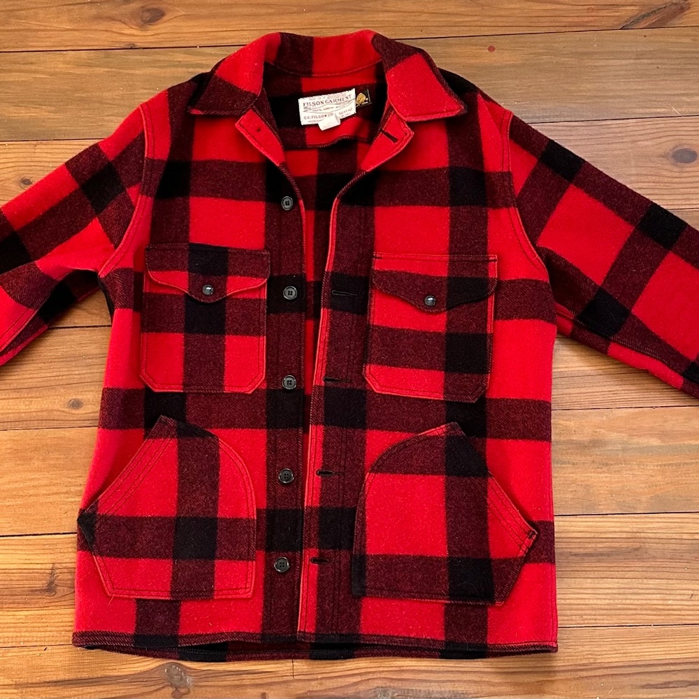 VINTAGE Filson Double Buffalo Red/Black Plaid Cruiser Size 42
